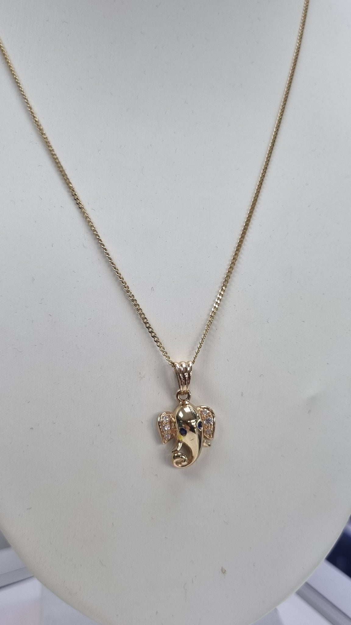 9ct gold necklace with elephant pendant
