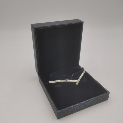 9K White Gold Hallmarked 375 Bangle, 4.9Grams, Box Included, Width: Approx. 2.5 Inches