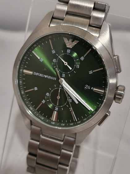 Emporio Armani Mens Claudio Green Dial Chronograph Watch AR11480