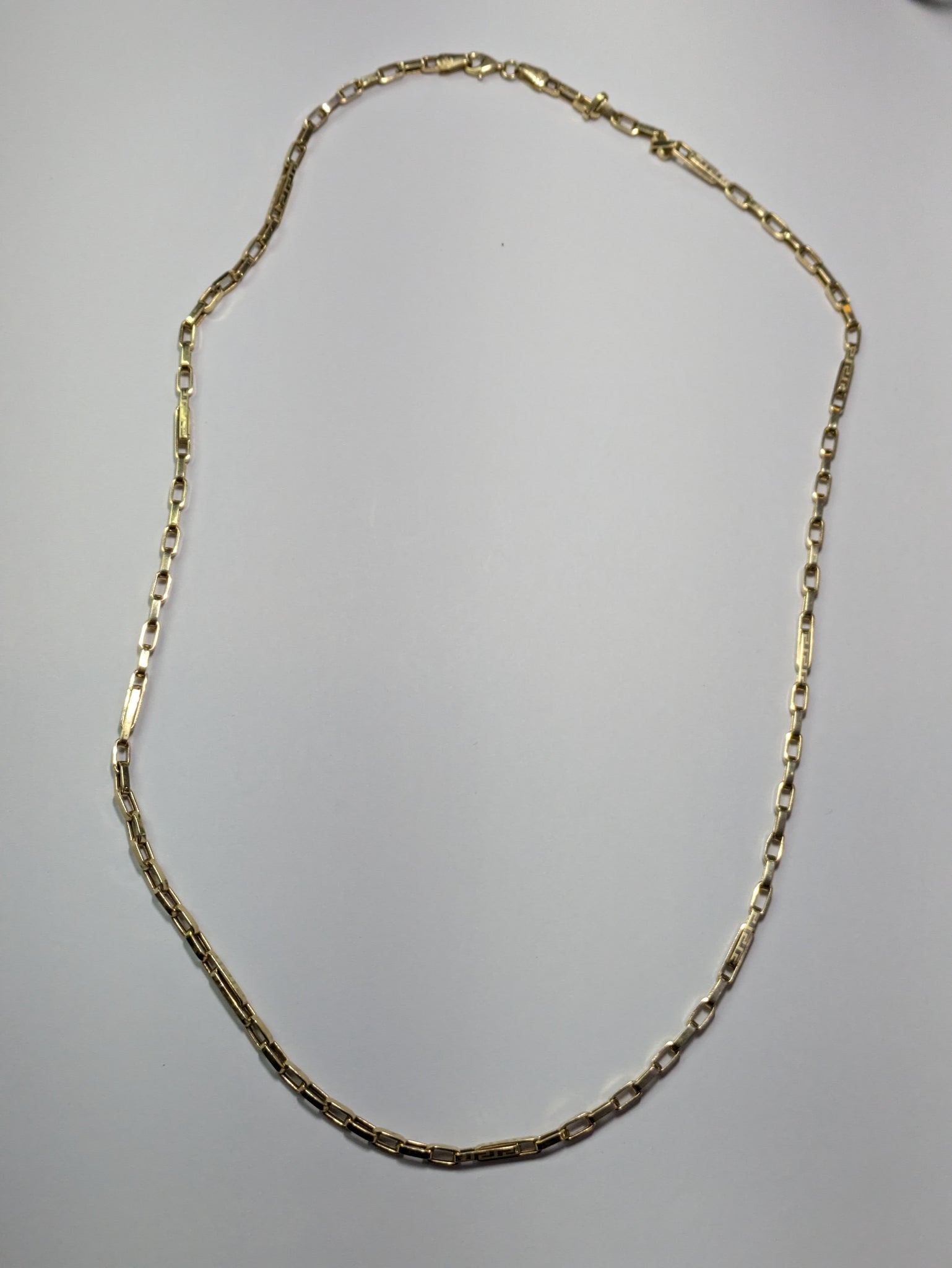 14ct Greek Patterned Box Chain 22"