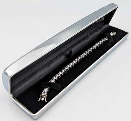 925 HALLMARKED SILVER, STUDDED STONE BRACELET W/BOX CLASP, 8