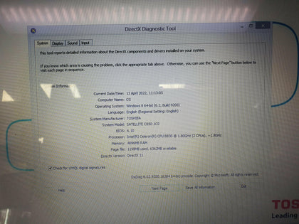 Toshiba Windows 10.