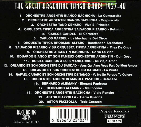 Various – Story Of The Great Argentine Tango Bands 1927-48