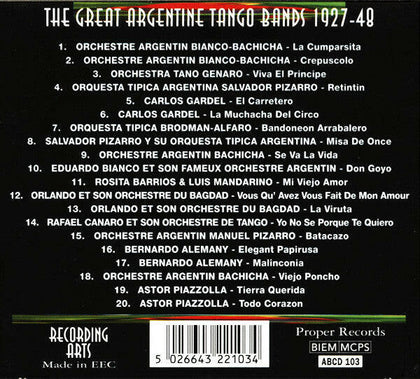 Various – Story Of The Great Argentine Tango Bands 1927-48.