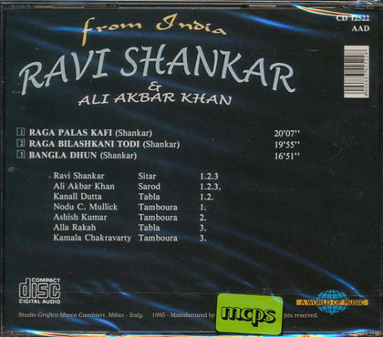 Ravi Shankar, Ali Akbar Khan CD - from India.