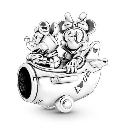 Pandora 790108C00 Silver Charm Disney Mickey & Minnie Mouse Airplane.