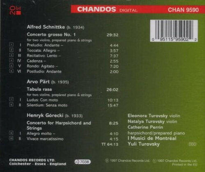 Schnittke* / Pärt* / Górecki* - Yuli Turovsky, I Musici de Montréal, Eleonora Turovsky, Natalya Turovsky, Catherine Perrin – Concerto Grosso No. 1 / T.