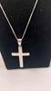 925 Sterling Silver Thin Chain Necklace With Big Cross Pendant - 12.85 Grams - 24" Long *BRAND NEW*