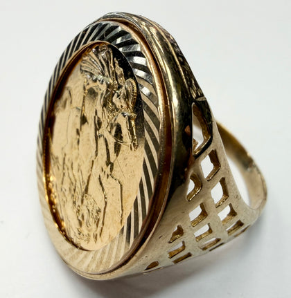 9ct yellow gold mounted 1981 22ct full sovereign ring size S