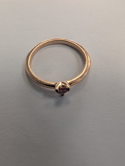 Pandora Style Rose Gold 'Pink Solitaire'  Ring (Size 48)