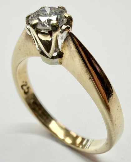 9ct yellow gold diamond solitaire ring size J