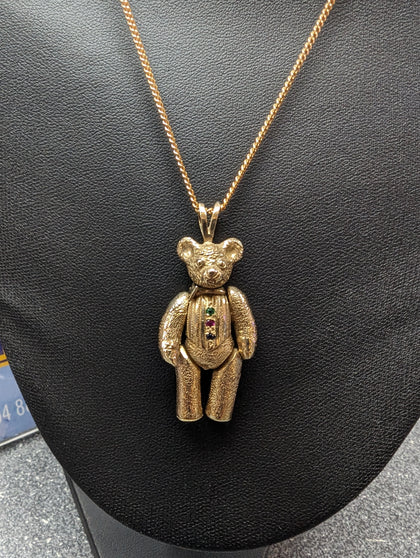 9CT GOLD TEDDY BEAR WITH 9CT GOLD CHAIN 16