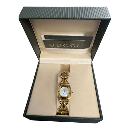 Gucci 6400L White Mother of Pearl Dial with 18k Gold Plated Case