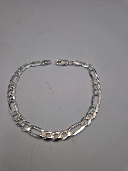 925 Sterling Silver 3 In 1 Figaro Bracelet - 9