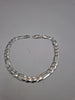 925 Sterling Silver 3 In 1 Figaro Bracelet - 9" Long - 6mm Wide - 8.70 Grams **BRAND NEW**