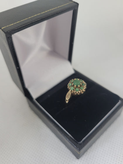 9K Gold Ring with Light Green Stones, 375 Hallmarked, 2.75Grams, Size; N