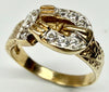 9ct gold buckle ring with CZ stones size O
