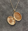 9ct Yellow & White Gold Oval Flower Locket & Chain 18"