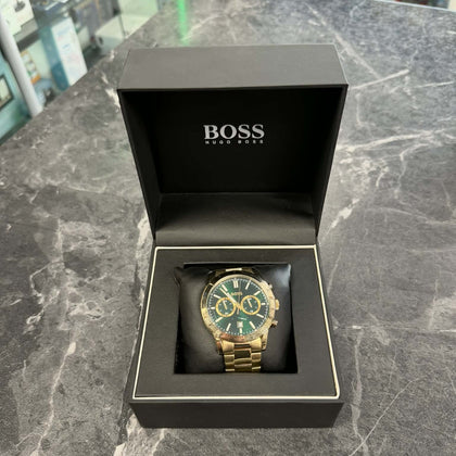 BOSS Allure Men's Yellow Gold Tone Bracelet Watch - Green Face