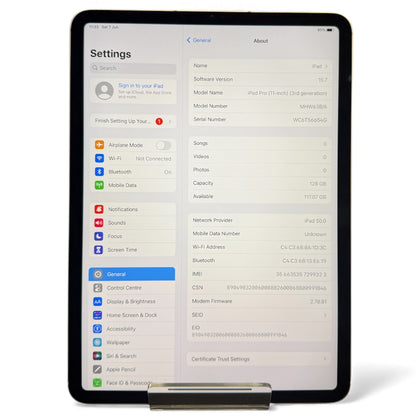 Apple iPad Pro 3rd Generation (2021) Wi-fi & Cellular Silver 128gb unlocked