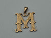 Vintage 9K Yellow Gold Gothic Letter M Pendant • Textured Initial Charm - 7.11 Grams