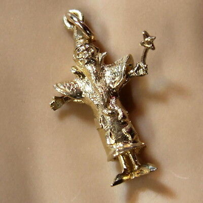9ct gold vintage wizard charm & Curb chain