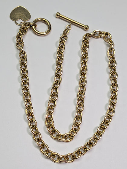 9ct Gold Double  Link Bracelet With Heart