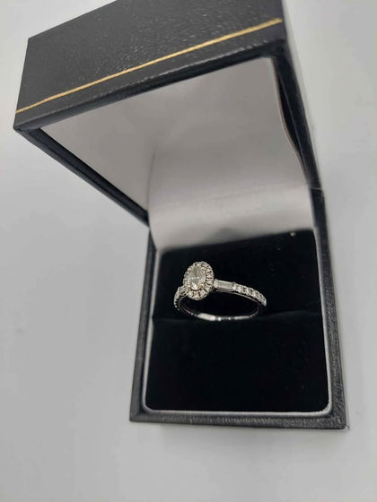 18ct 3.2g White Gold Vera Wang Love Ring With 0.58 Oval Diamond Size M