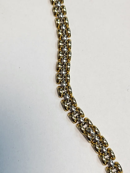 Beautiful 9ct Yellow And White Gold Panther Link Chain - 24.80G - 16