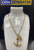 9ct Gold Curb Chain and Anchor Pendant 10.86g 22"