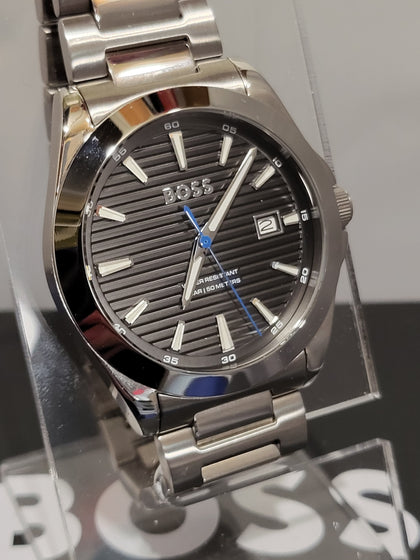 BOSS Strike 41mm Black Textured Dial Steel Bracelet Watch 1514170