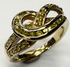 9ct Gold Loop ring with stones Size M