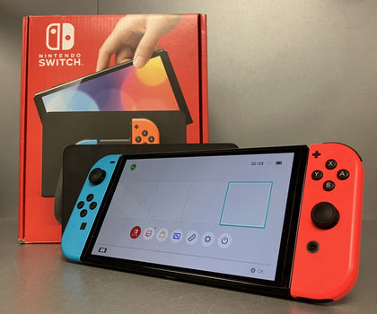 Nintendo Switch OLED - Neon Blue/Neon Red ( + Unboxed Splatoon 2 ).