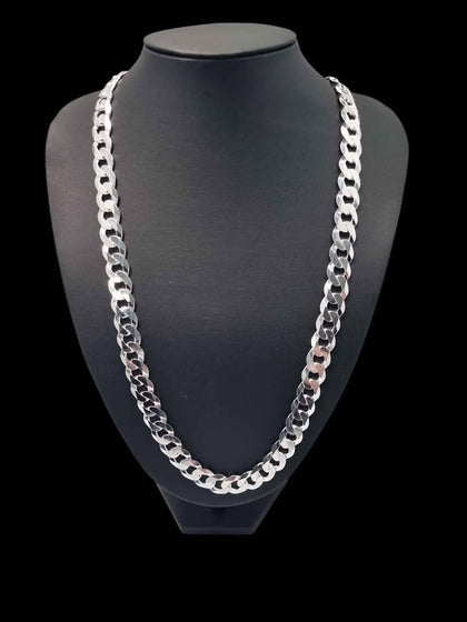 925 Sterling Silver Mens Thick Curb Chain Necklace - 28