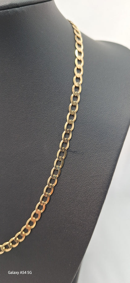 9ct Yellow Gold Curb Chain Necklace - 12.12 Grams - 18