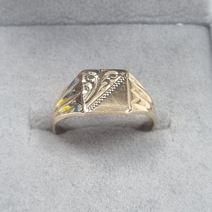 9CT GOLD SIGNET RING SIZE M