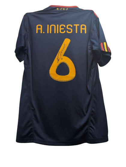 Football Prizes 2010 Signed Andres Iniesta Spain Football Shirt - With COA - Size Large
