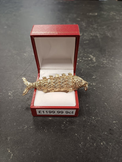 9ct Gold Articulating Fish Pendant 24.88g