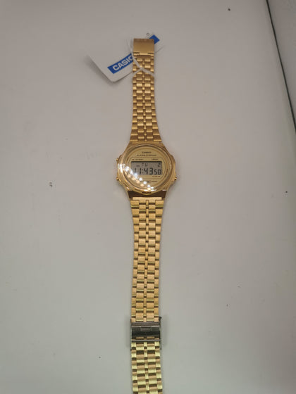 Casio Vintage Style Digital Gold Ion Plated Stainless Steel Band A171WEG-9A