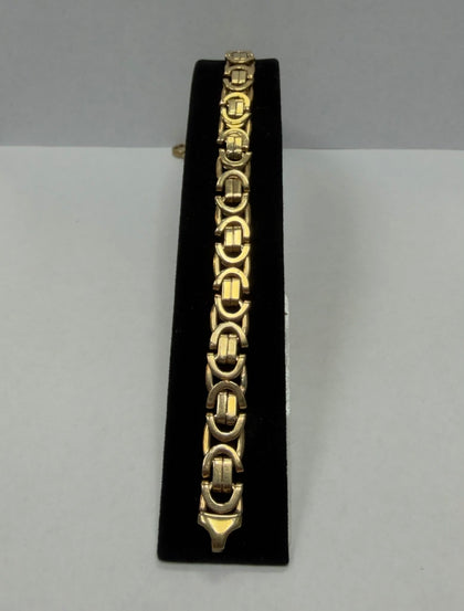 9ct Fancy Gents Bracelet , 26.9g - ** Hallmarked ** 23cm Length, 1cm Wide