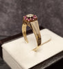 9ct Yellow Gold  Cluster Ring set with Red & Clear Stones - V