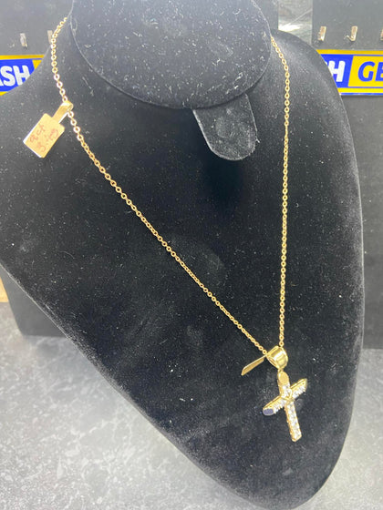 9ct Gold Chain and Cross Pendant 11.18g 20