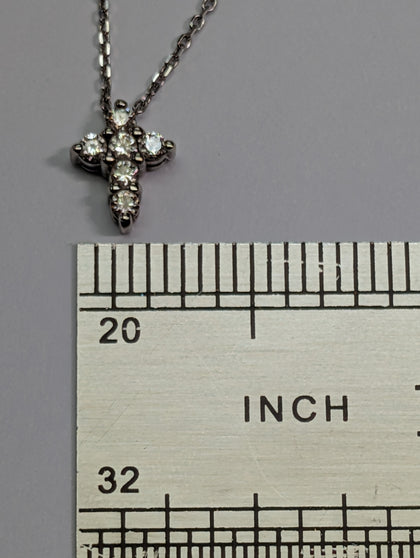 14ct White Gold Diamond Cross & Necklace