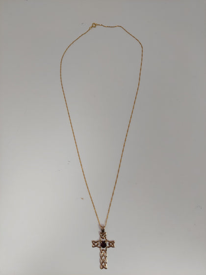 9ct Yellow Gold Chain & Cross Pendant - 1.8g Weight, 18