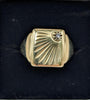 375 HALLMARKED 9CT, YELLOW GOLD RING, SIGNET WITH SMALL STONE, SIZE U, 6.5G, BOXED