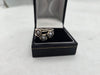 pandora three wishes grey pearl silver ring size M