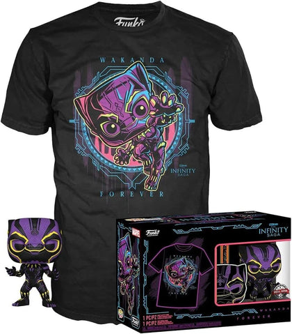 Marvel Black Panther Blacklight Pop! Vinyl Figure & T-Shirt Box Set