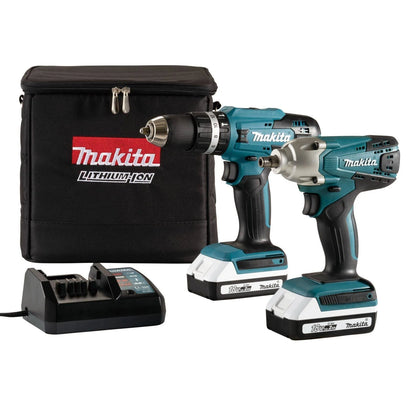 Makita 18V 2 x 2 Li Ion Cordless Power Combi Drill Impact Driver DK18922AX2