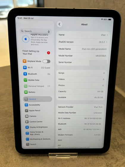 Apple iPad Mini 6th Gen Wi-Fi + 5G - 64GB - A2568 - Space Gray