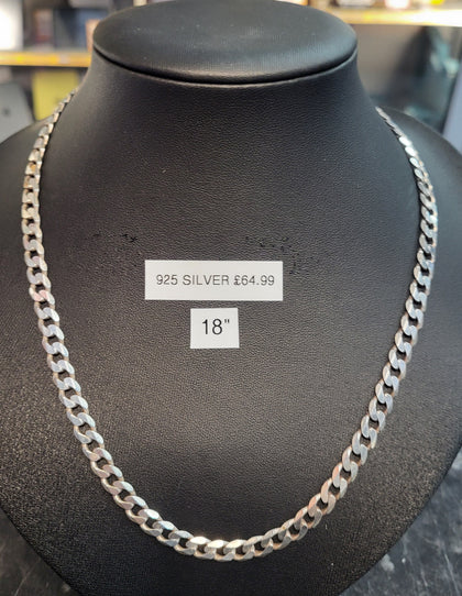 925 Silver Curb Link Chain - 31G - 18